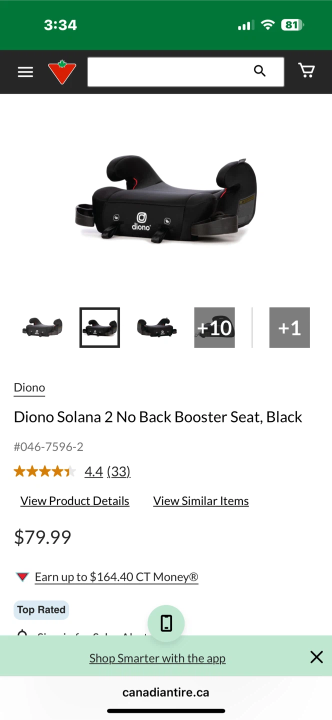 Diono Solana 2 No Back Booster Seat, Black - photo 2