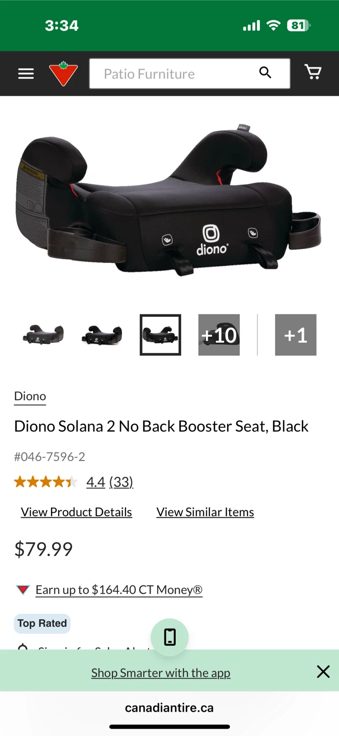 Diono Solana 2 No Back Booster Seat, Black - photo 3