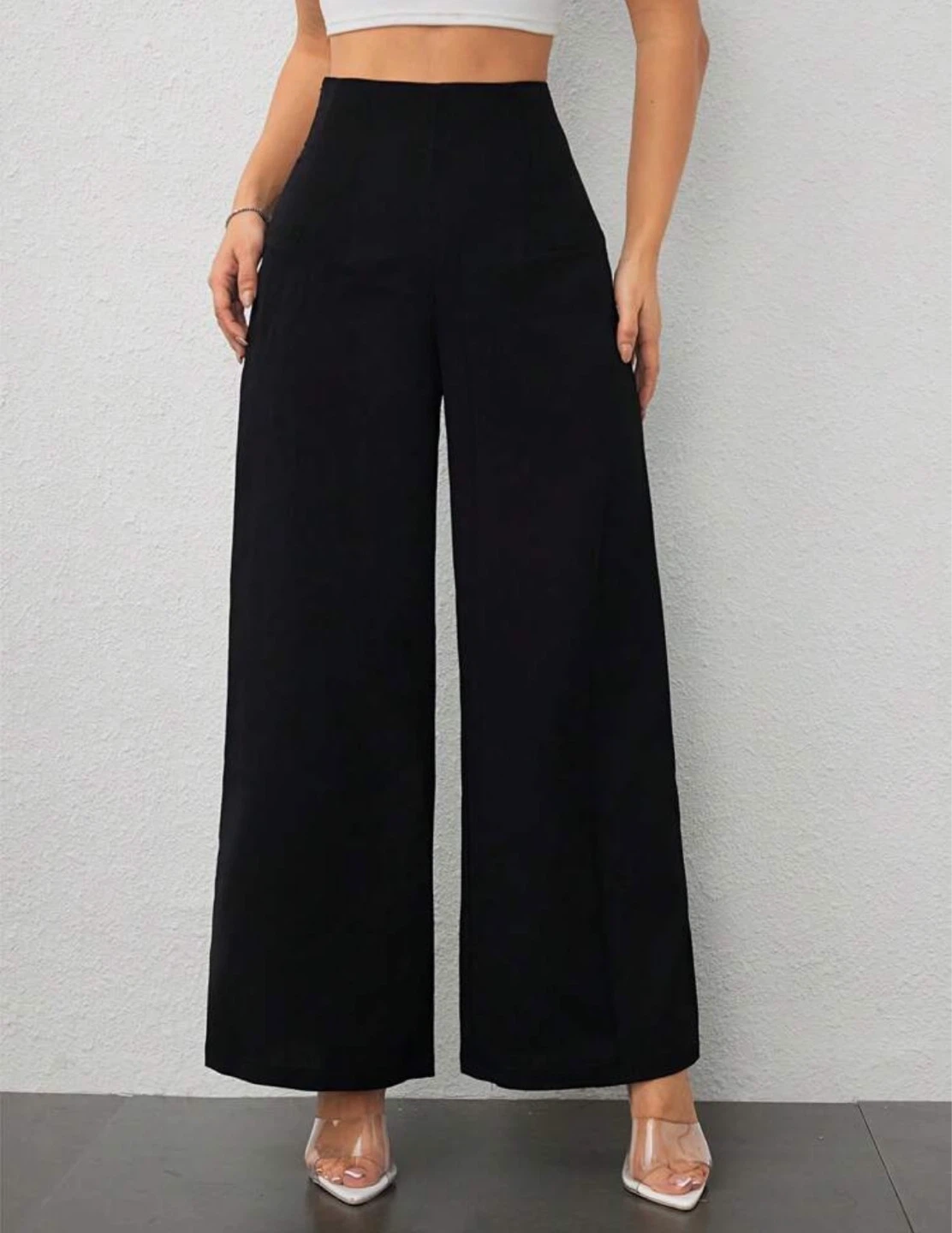 Black Wide-Leg Pants - Size L (Petite) - photo 2