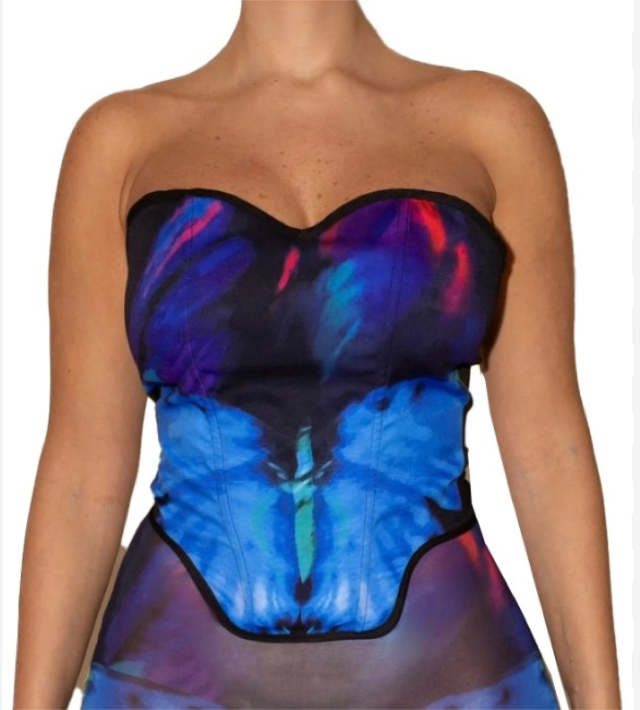 Strapless Butterfly Print Corset Top