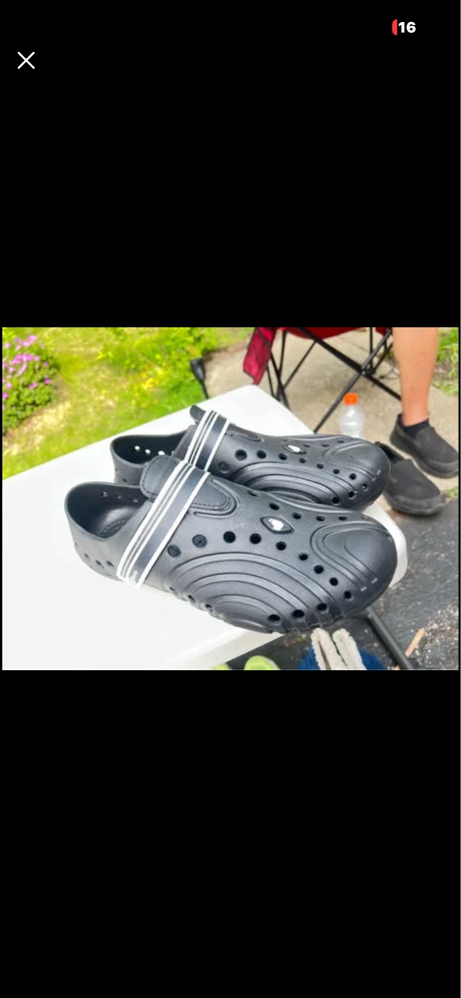 Black Clog Shoes with White Stripe Accent