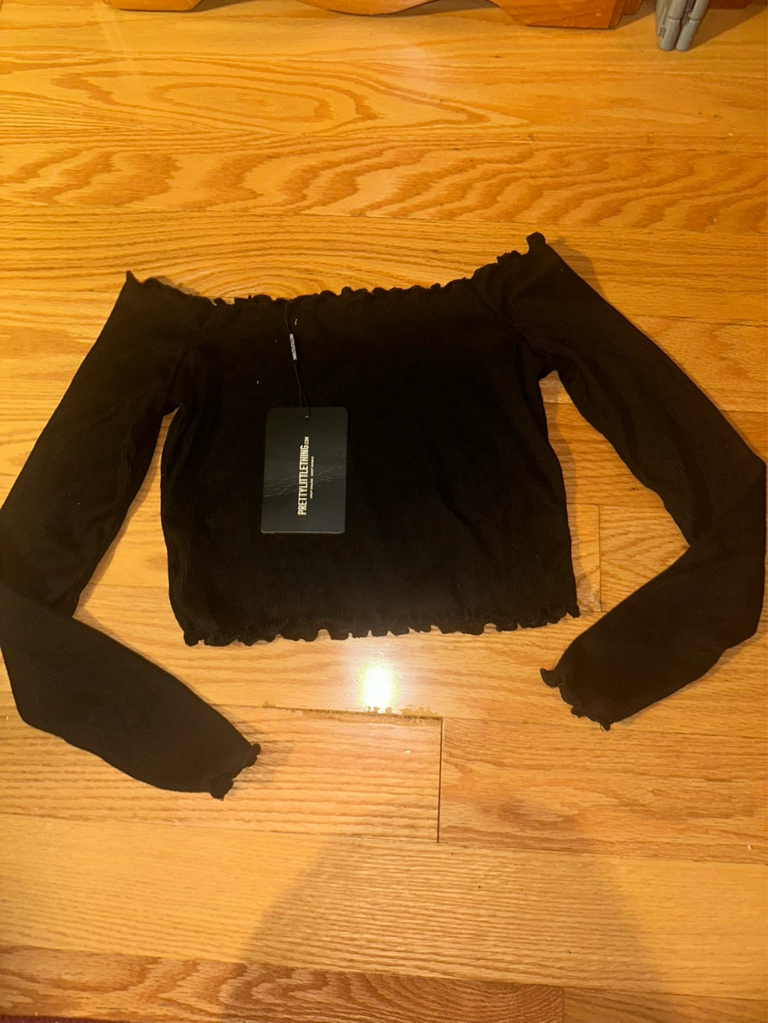 US 2 - Black Off-the-Shoulder Long Sleeve Top - photo 2