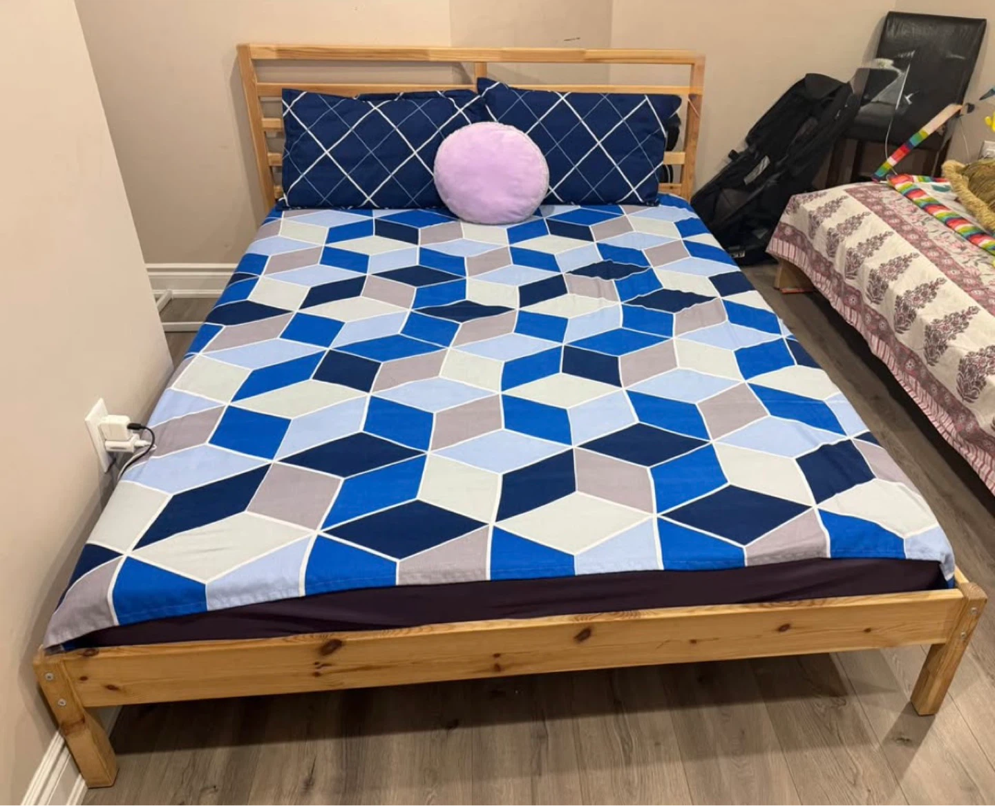 IKEA Bed Frame with mattress and waterproof mattress cover