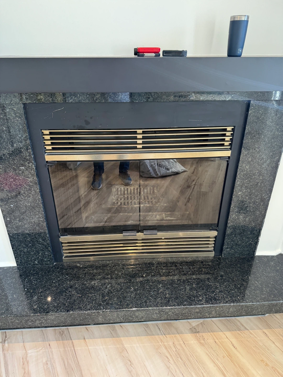 Wood Fireplace Insert with Glass Doors