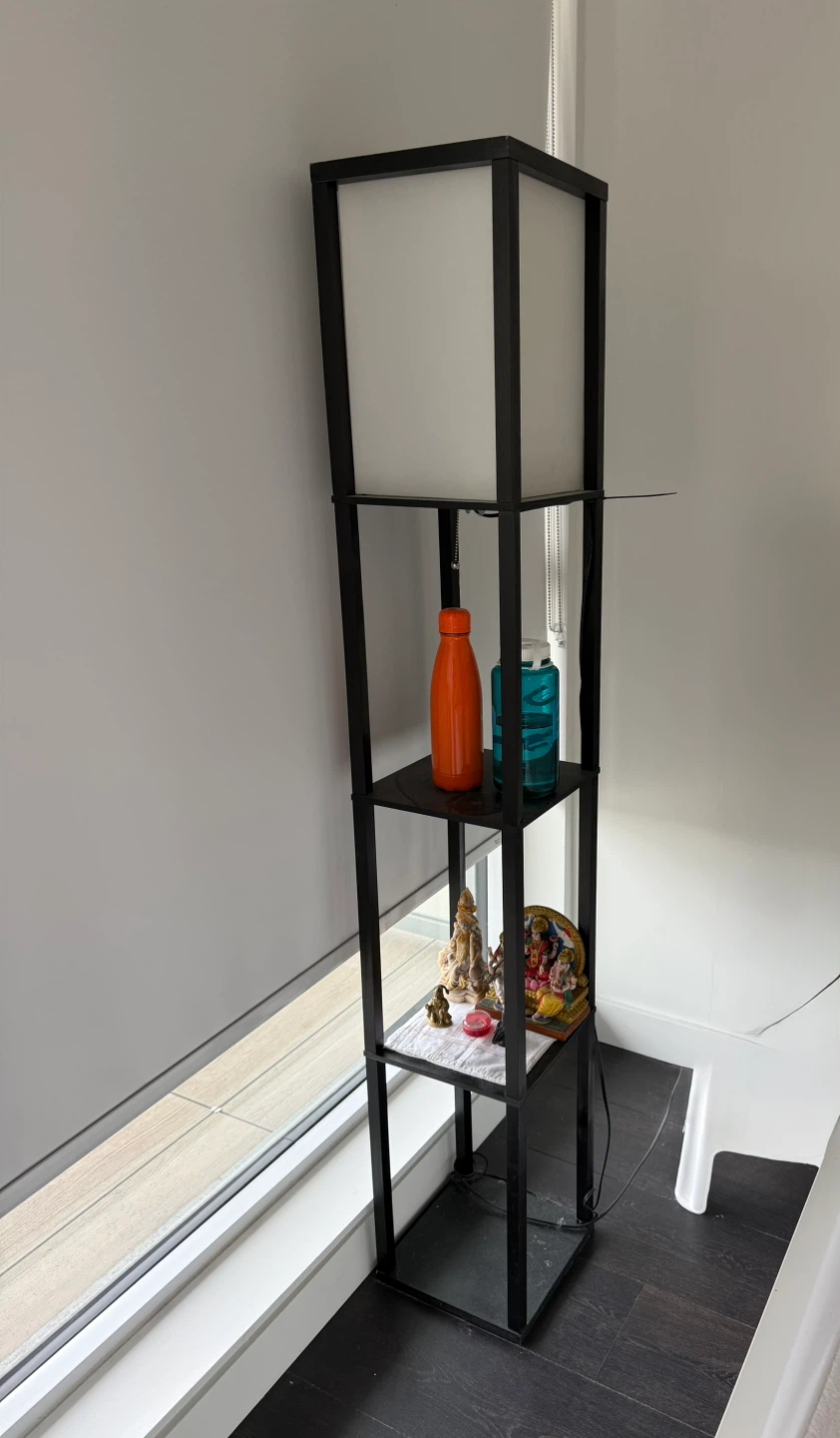 Black Floor Lamp with Shelves