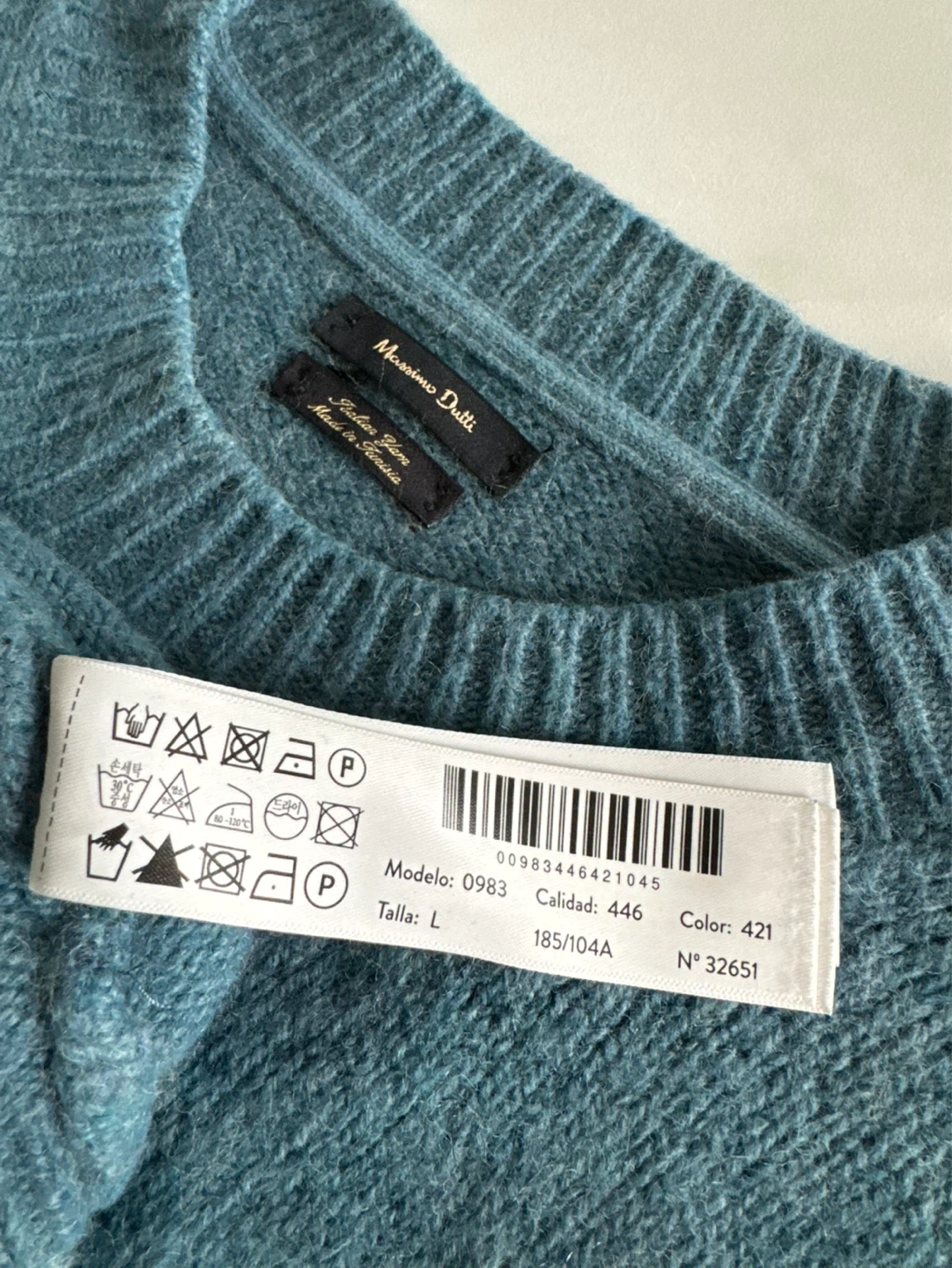 Massimo Dutti Blue Crew Neck Sweater - Size L