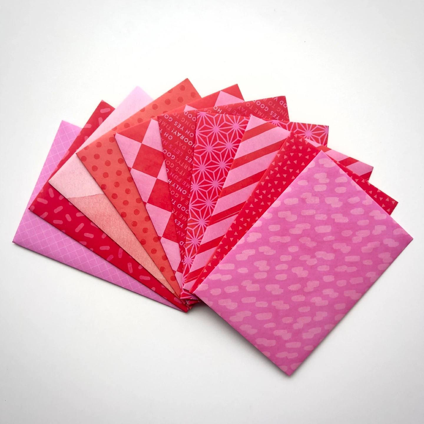 Handmade Red & Pink Envelope Set with Matching 5x7 Note Cards