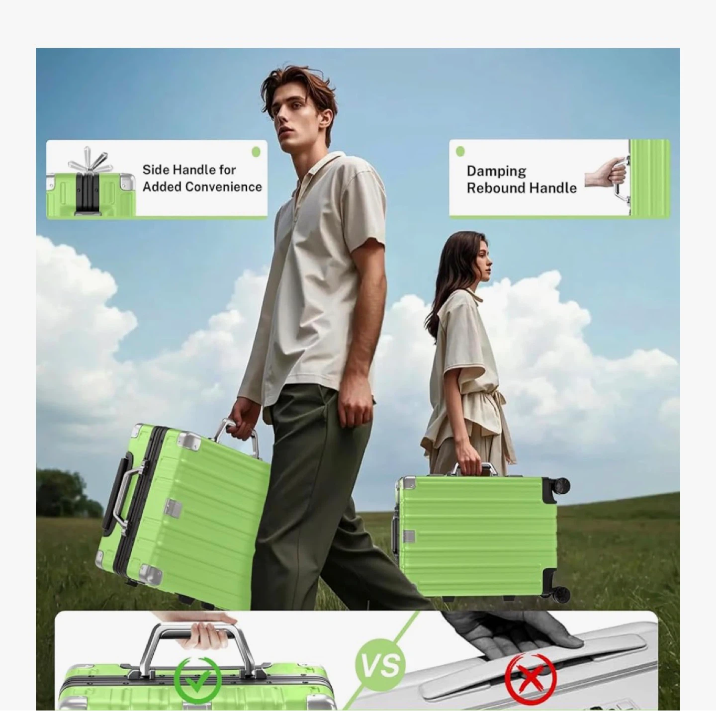 20 inch Green Hard-Shell Suitcase with TSA Lock - photo 3