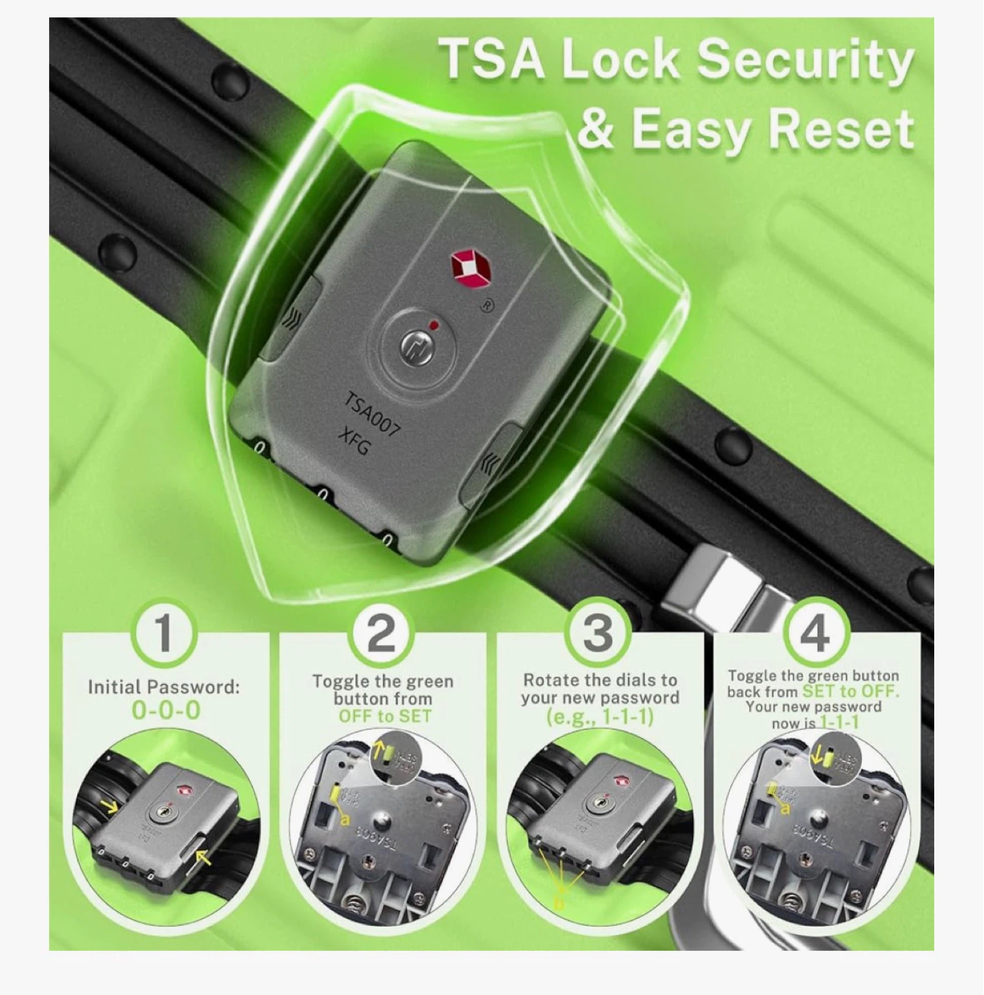 20 inch Green Hard-Shell Suitcase with TSA Lock - photo 2