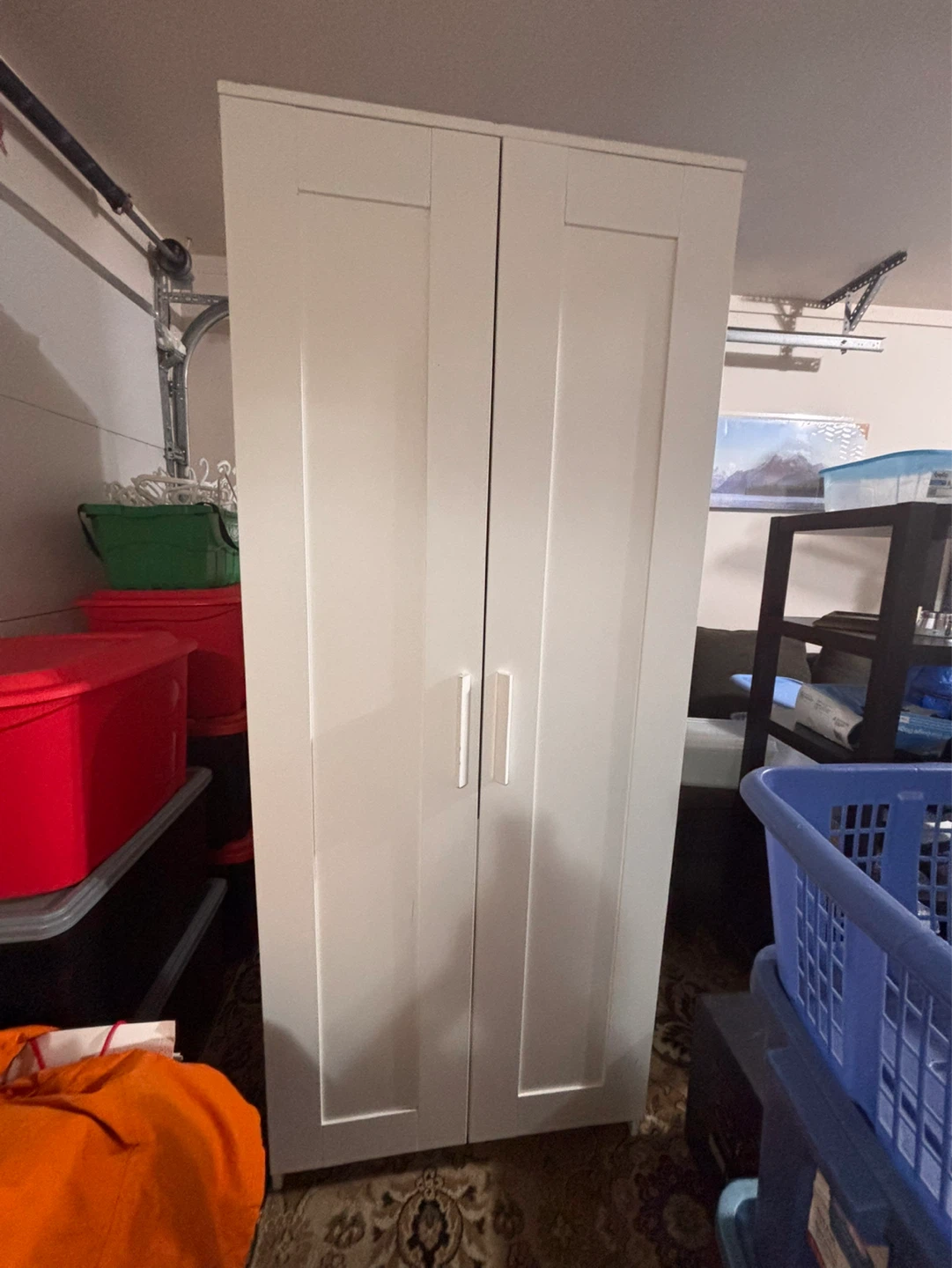 White Two-Door Wardrobe with Hanging Rail and Shelves