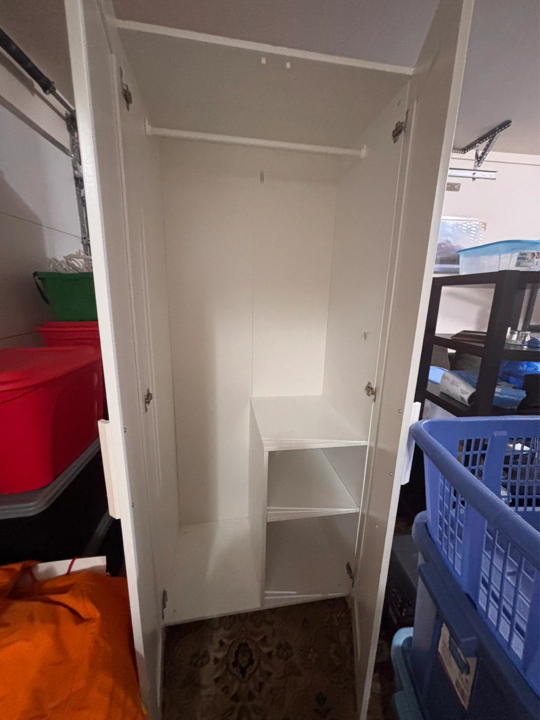 White Two-Door Wardrobe with Hanging Rail and Shelves - photo 2