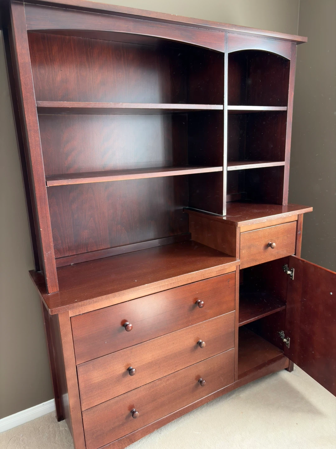 Solid Wood Baby Change Table with removable hutch