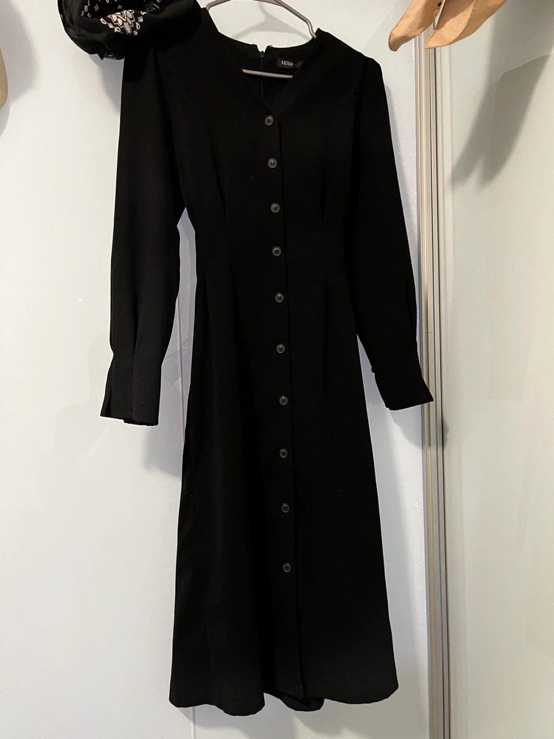 Black Button-Up Midi Dress - Size S