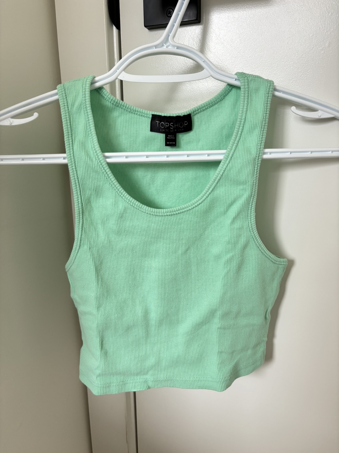 TOPSHOP Mint Green Ribbed Tank Top