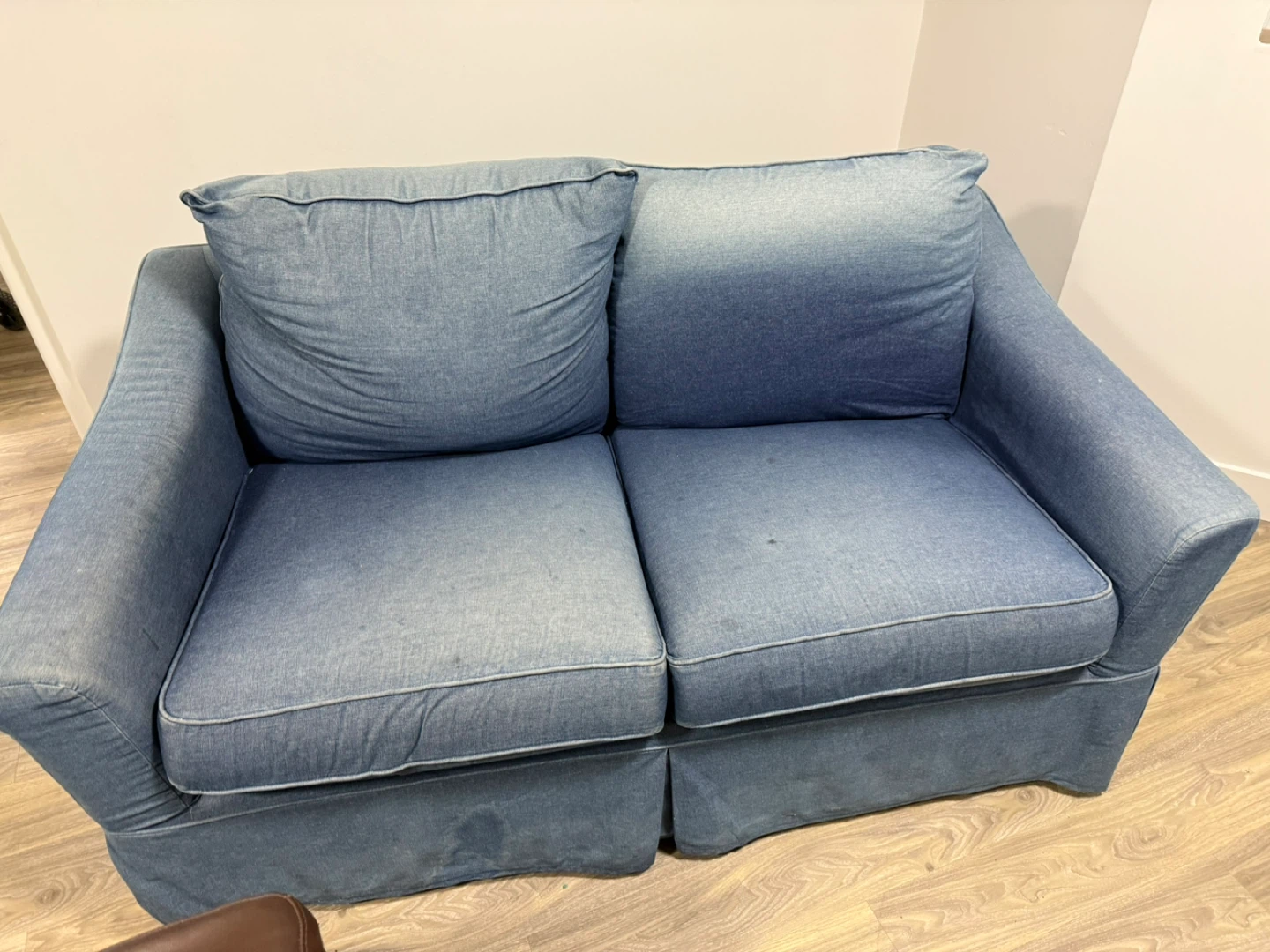 Blue Denim Loveseat Sofa