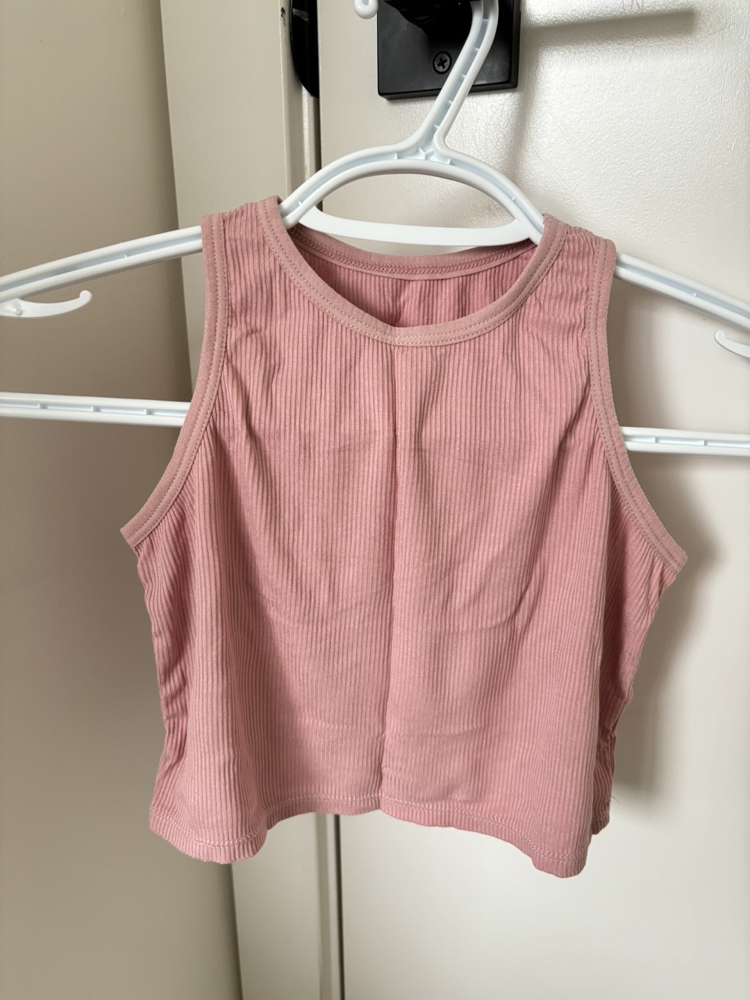 Pink ribbed tank top