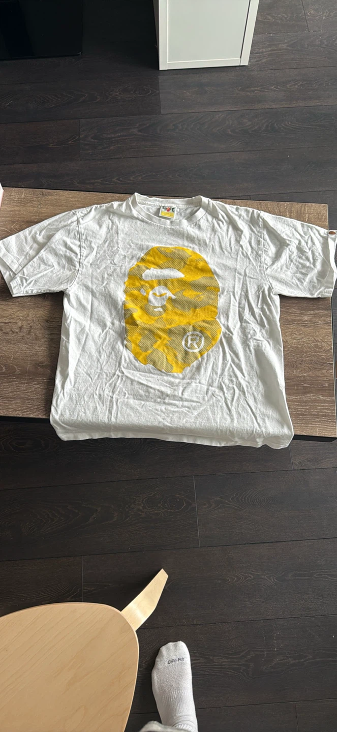 BAPE A Bathing Ape White Yellow Camo Ape Head T-Shirt - photo 2