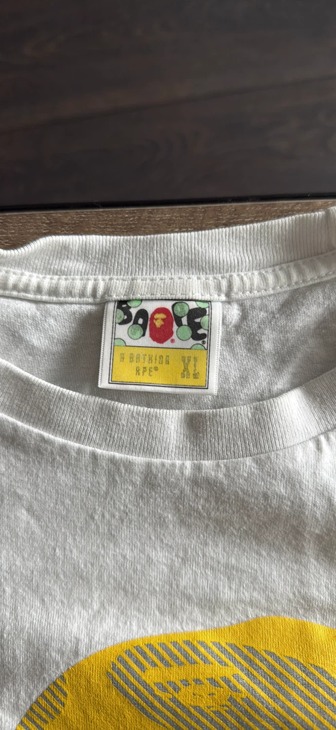 BAPE A Bathing Ape White Yellow Camo Ape Head T-Shirt - photo 3