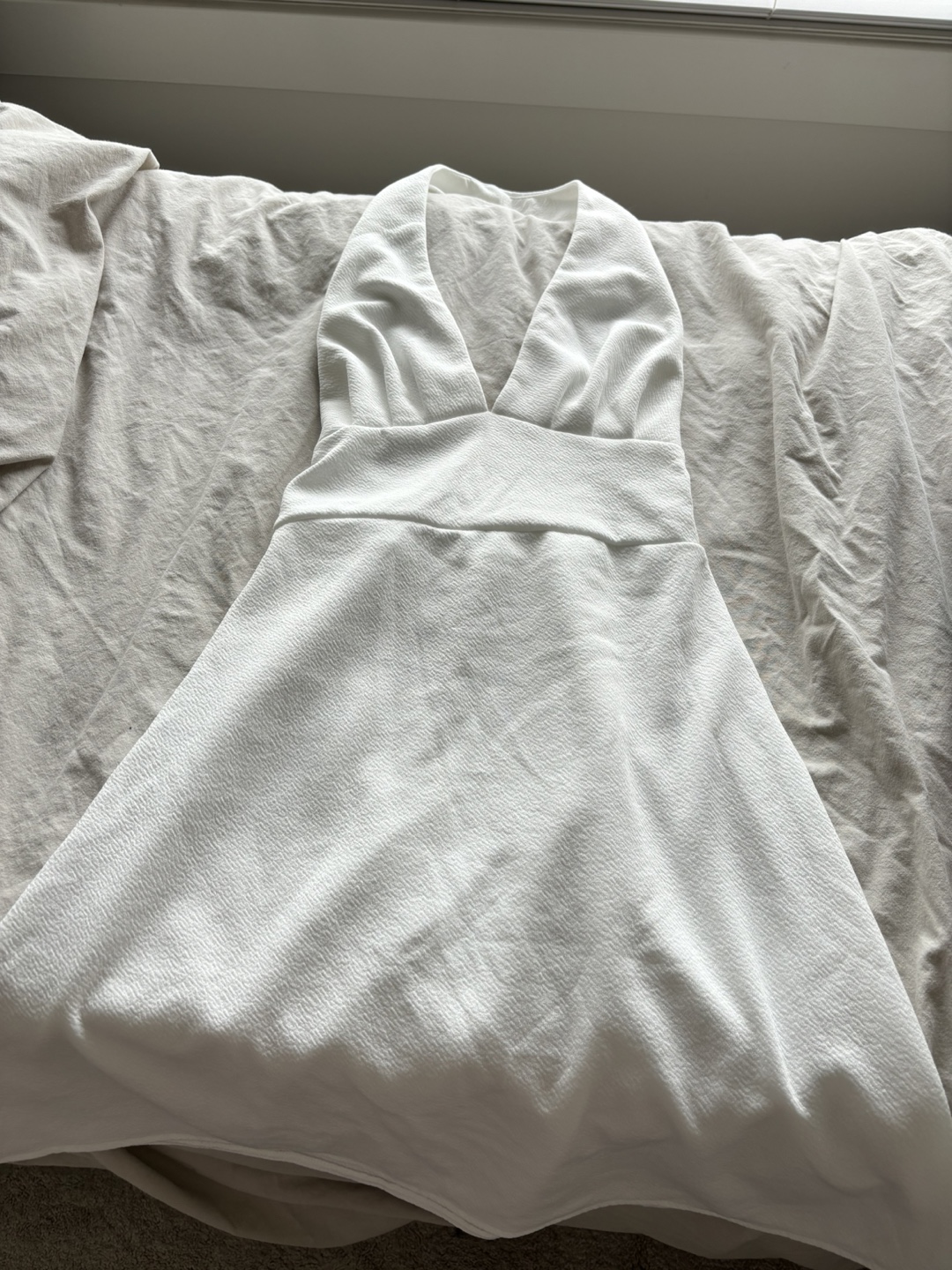 White Halter Neck Dress
