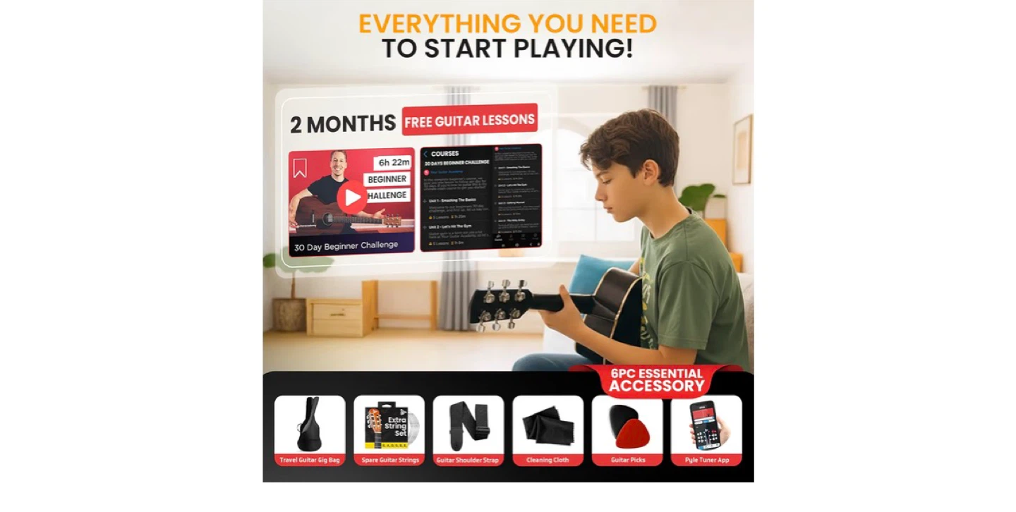 Pyle 36" Classical Guitar Starter Kit - 3/4 Size - photo 2