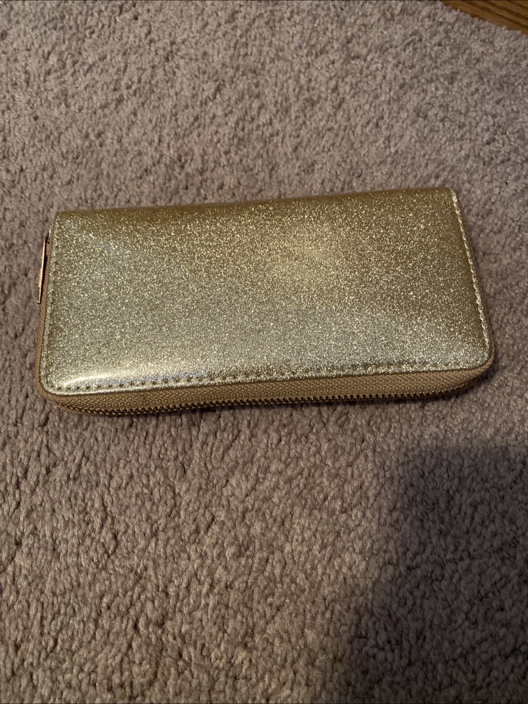 Gold Glitter Zip Around Wallet