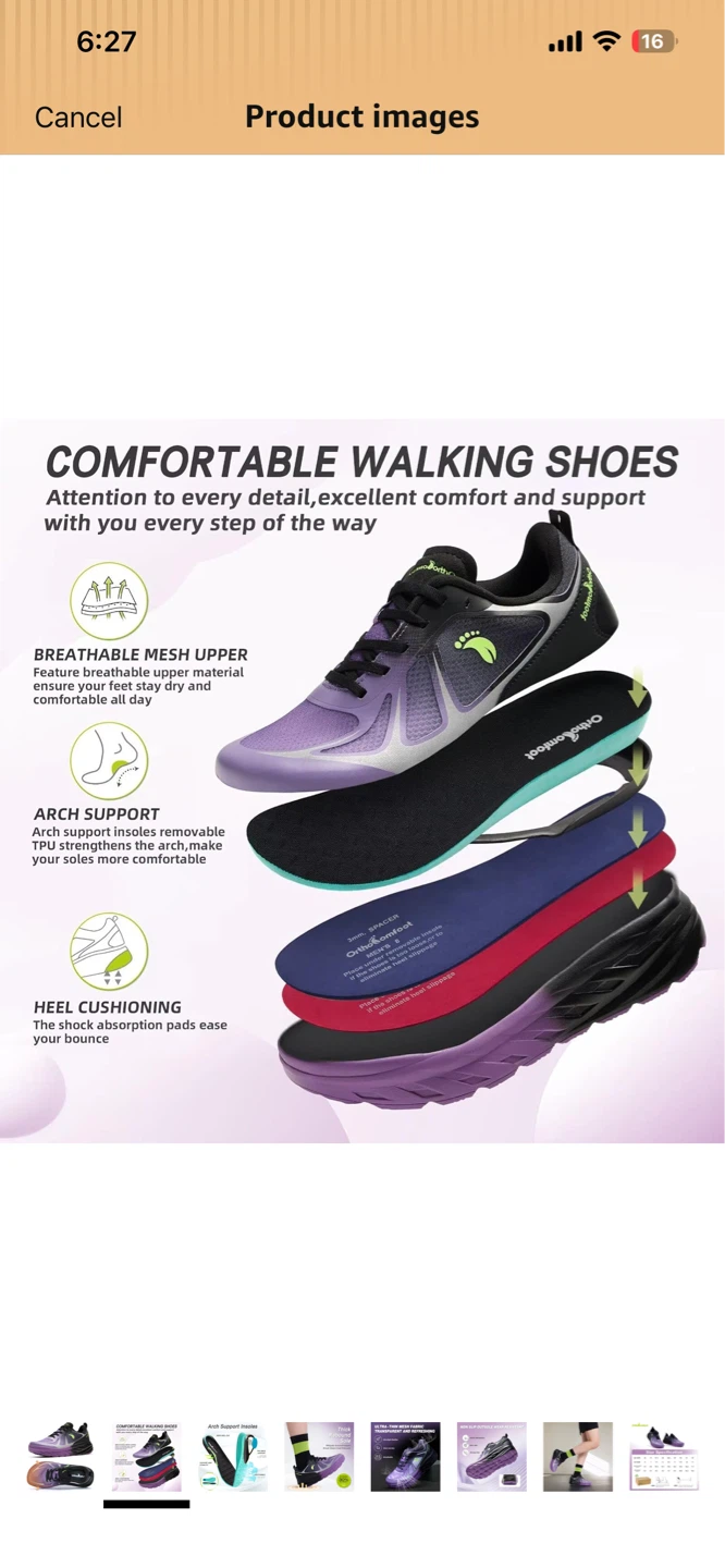 OrthosComfort K3-black Purple Walking Shoes Size 8.5 Wide - photo 2