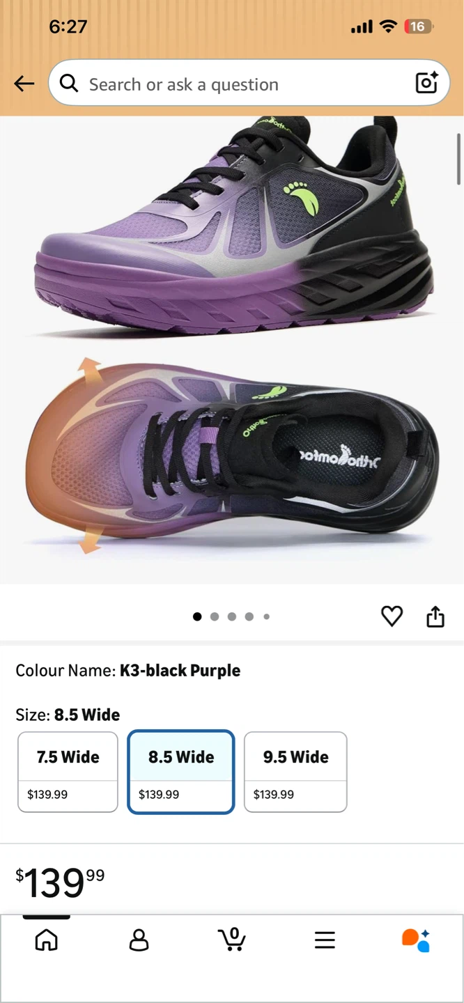OrthosComfort K3-black Purple Walking Shoes Size 8.5 Wide