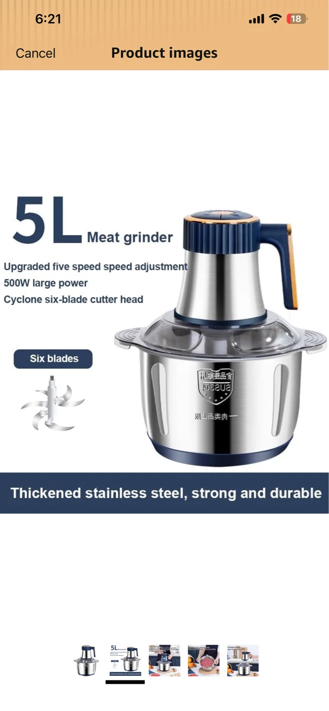 5L Stainless Steel Meat Grinder & Food Chopper - photo 2