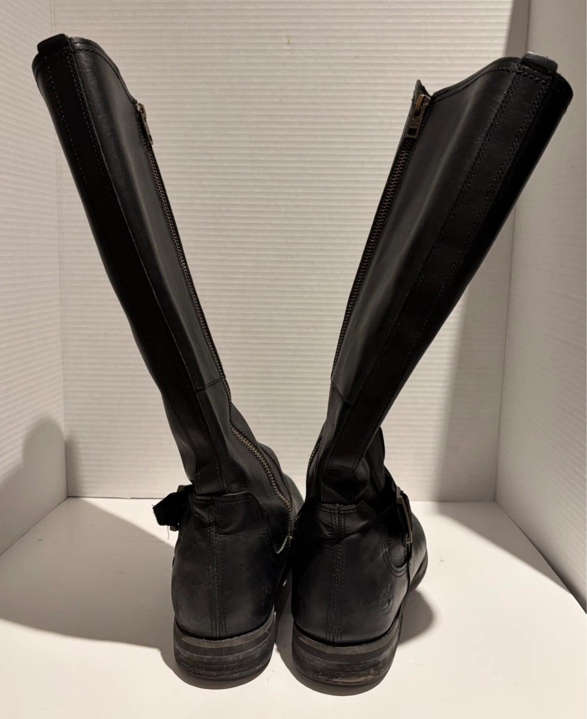 Timberland Black Leather Knee-High Boots with Buckle Detail - photo 4