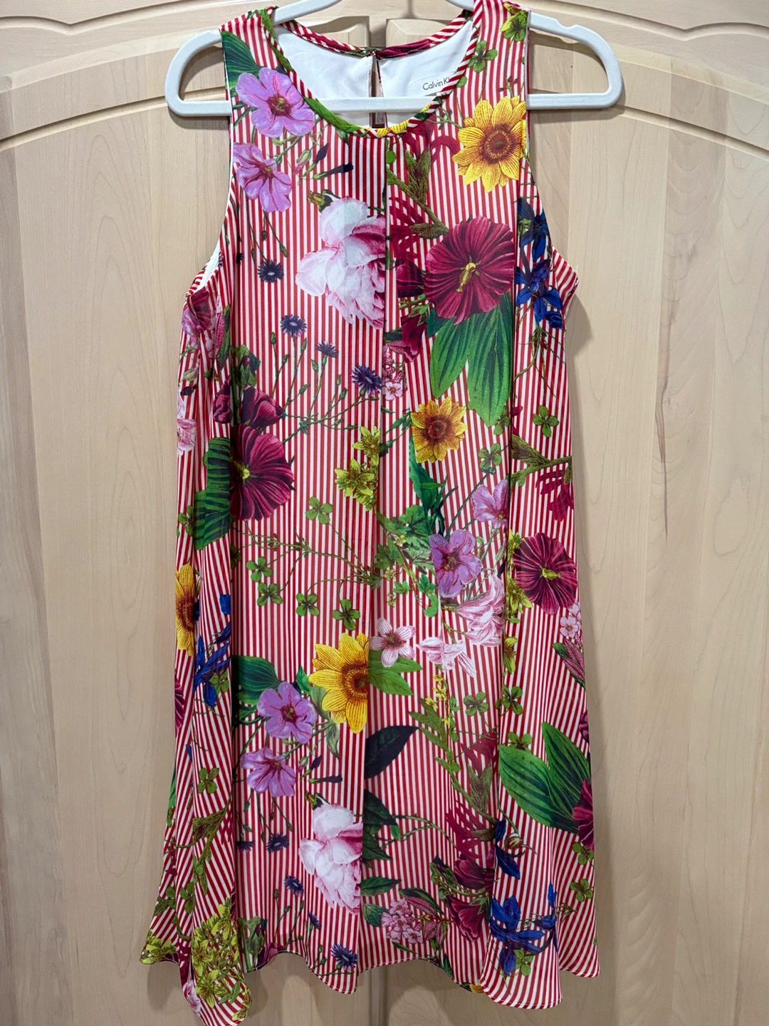 Calvin Klein Floral Stripe Sleeveless Dress Size 8