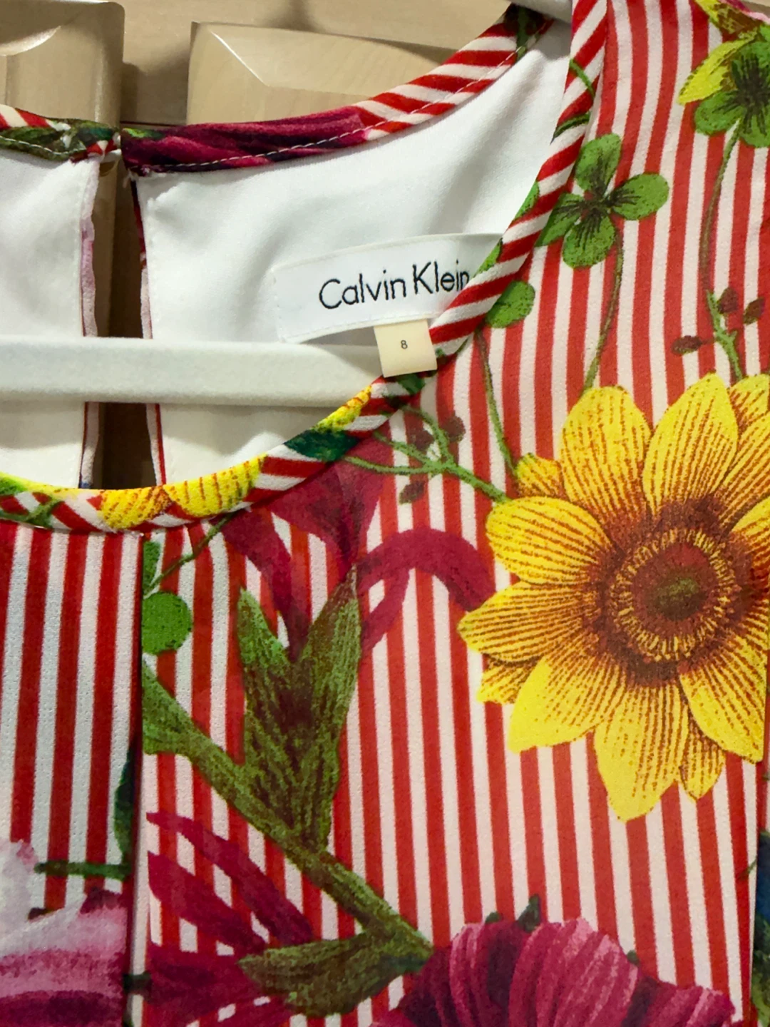 Calvin Klein Floral Stripe Sleeveless Dress Size 8 - photo 3