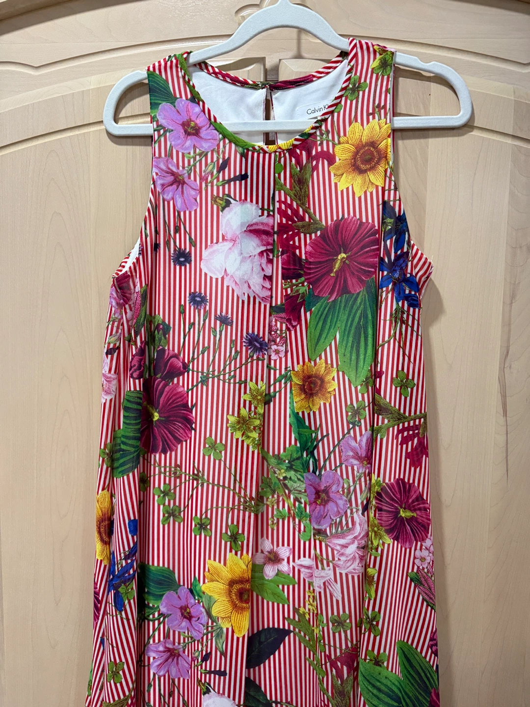 Calvin Klein Floral Stripe Sleeveless Dress Size 8 - photo 2