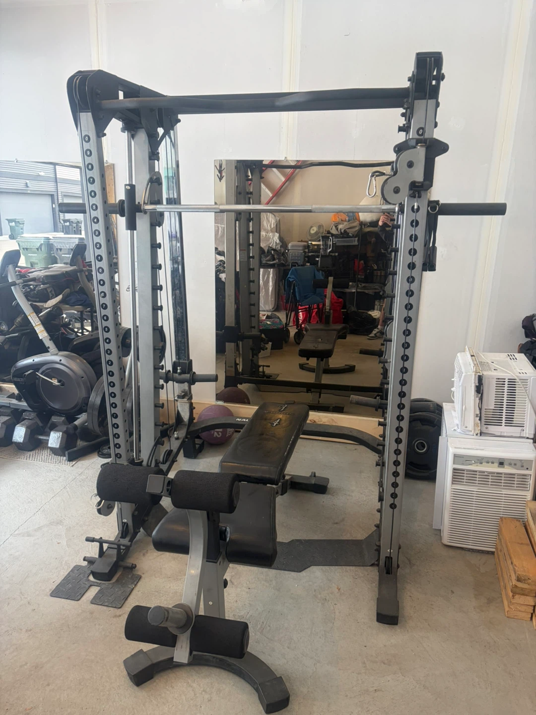 Complete Home Gym Smith Machine w/ Bench, Cables & Pull-Up Bar