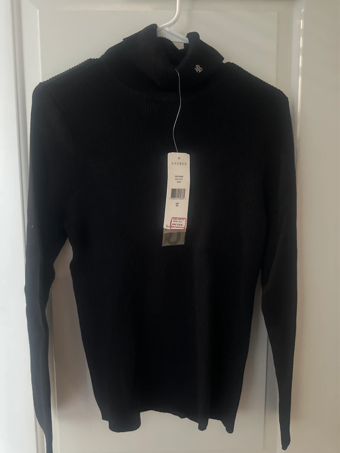 Lauren Ralph Lauren Black Ribbed Turtleneck Sweater - Medium