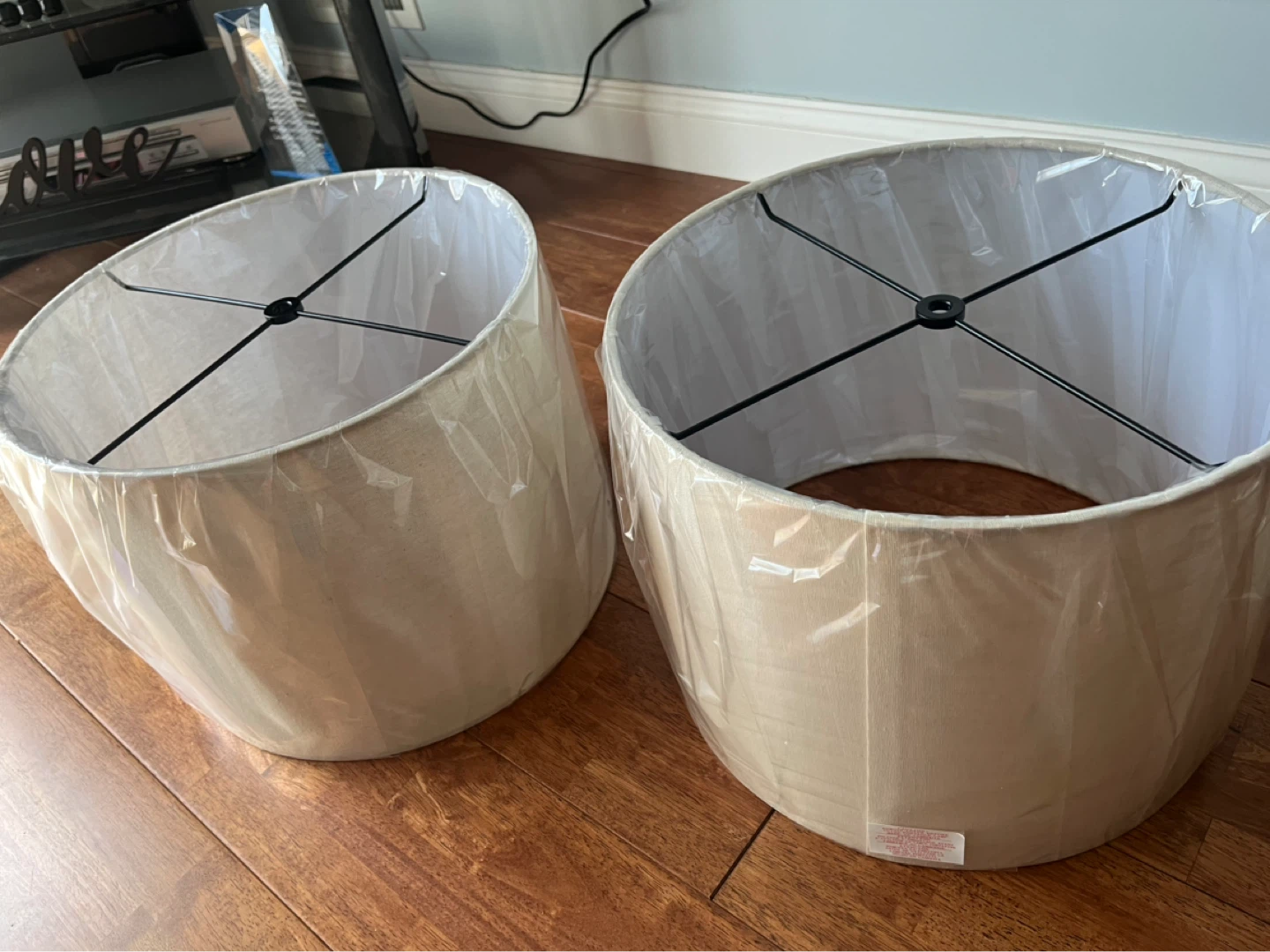 Set of 2 Beige Drum Lampshades