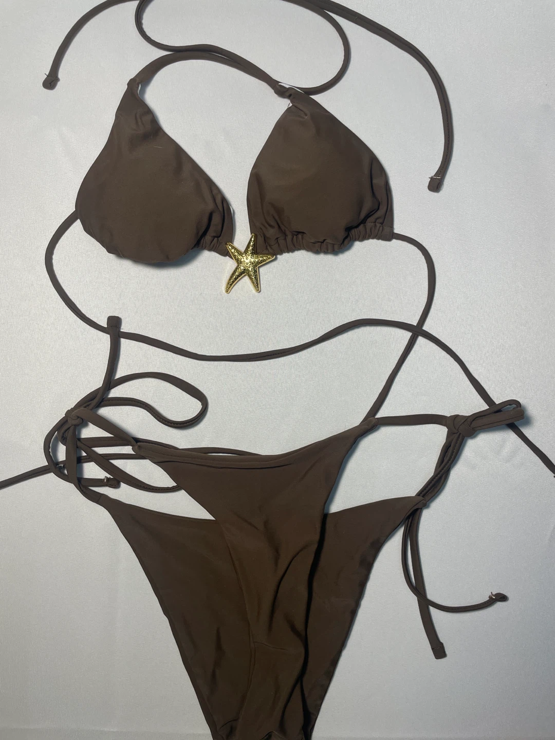 Brown String Bikini with Star Detail