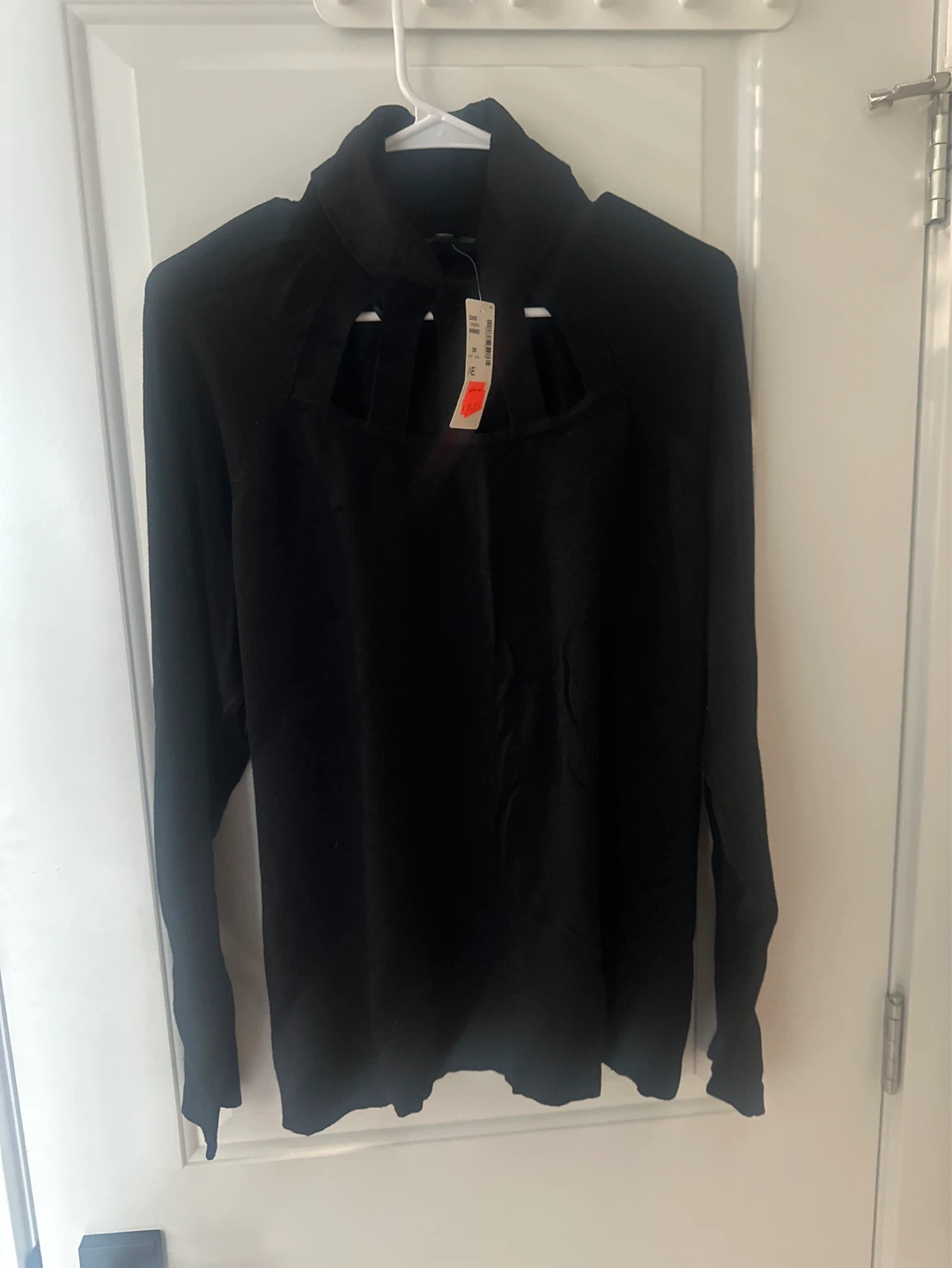 Addition Elle Black Cutout Mock Neck Long Sleeve Top 3X