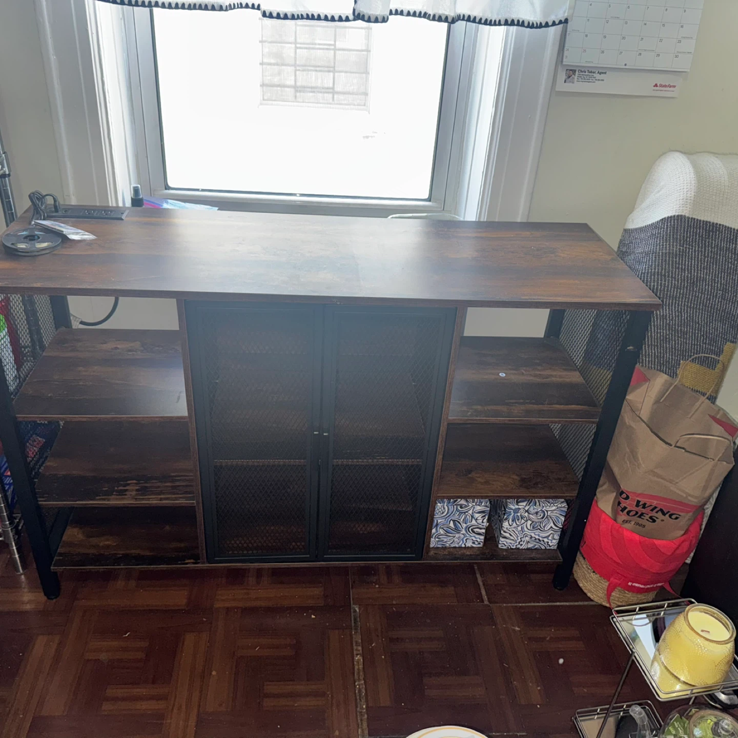 Rustic Wood Console Table with Storage