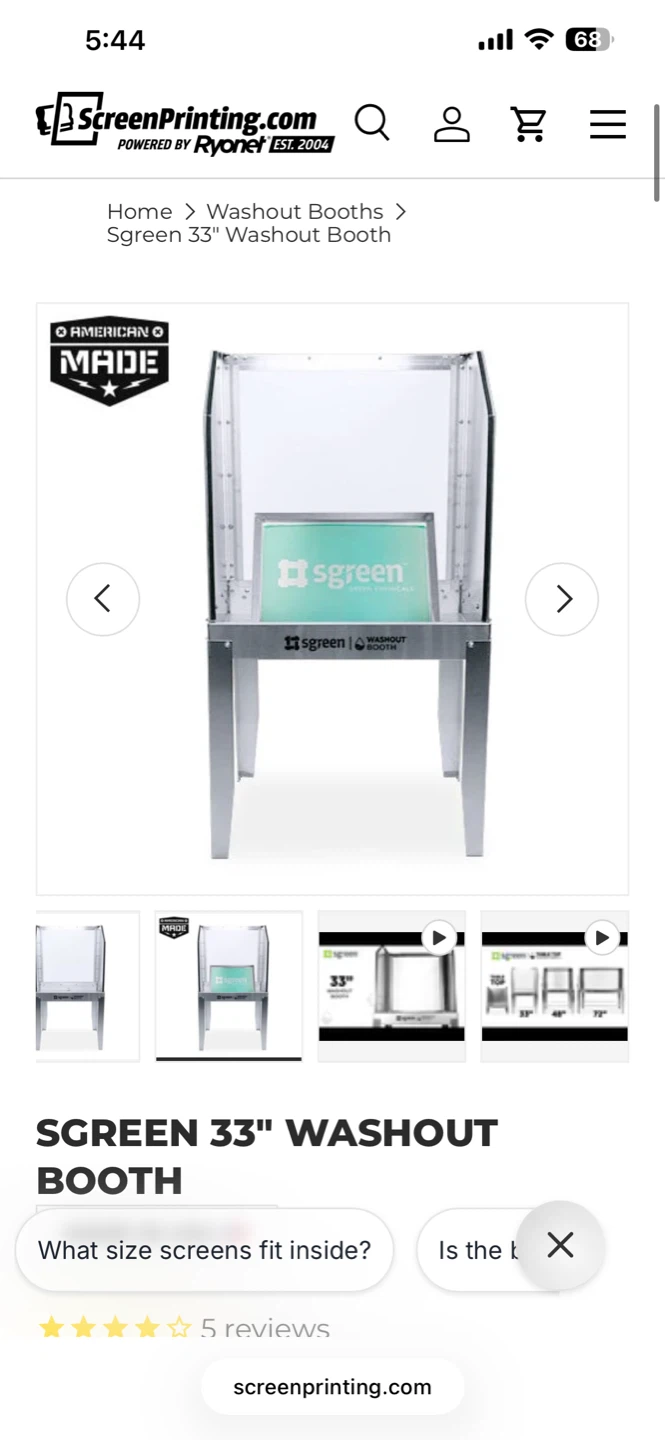 Ryonet Screen Printing Washout Booth