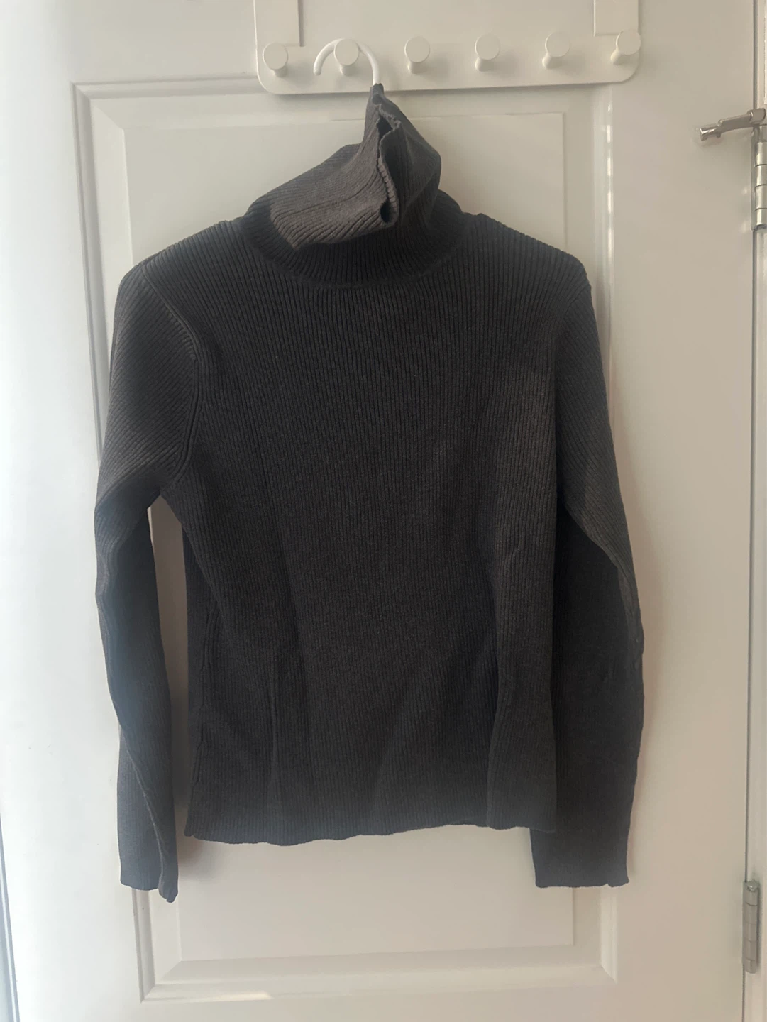 Noni Ribbed Turtleneck Sweater - Charcoal Grey - XL