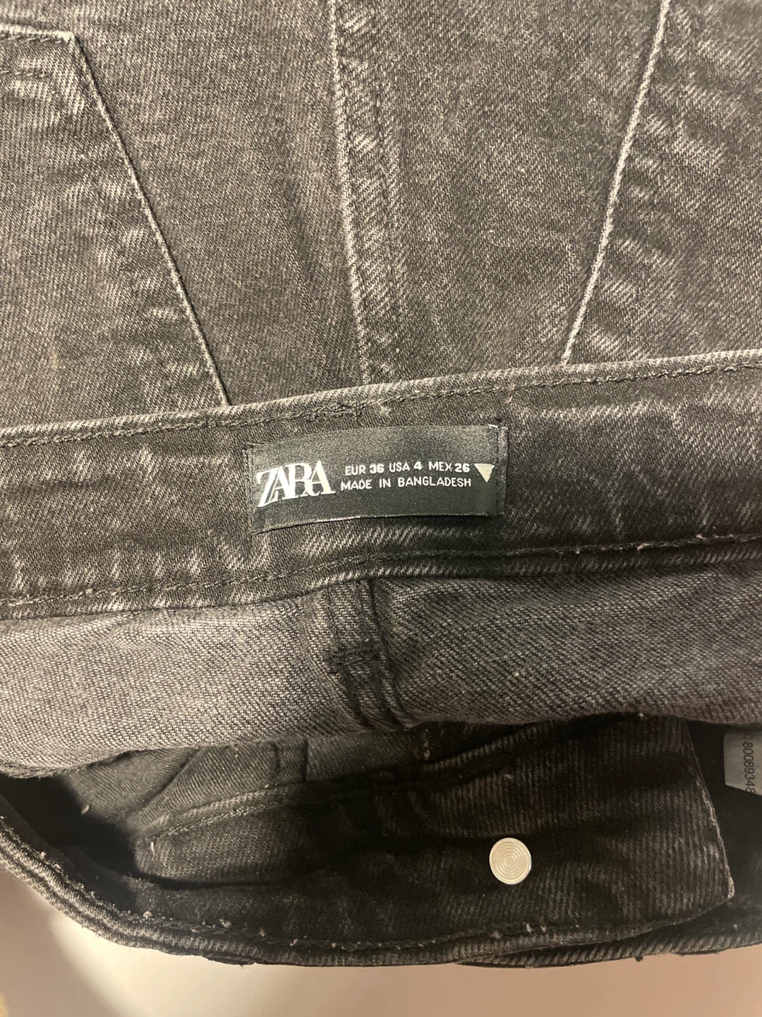 ZARA Black Denim High-Waisted Ripped Shorts - photo 3