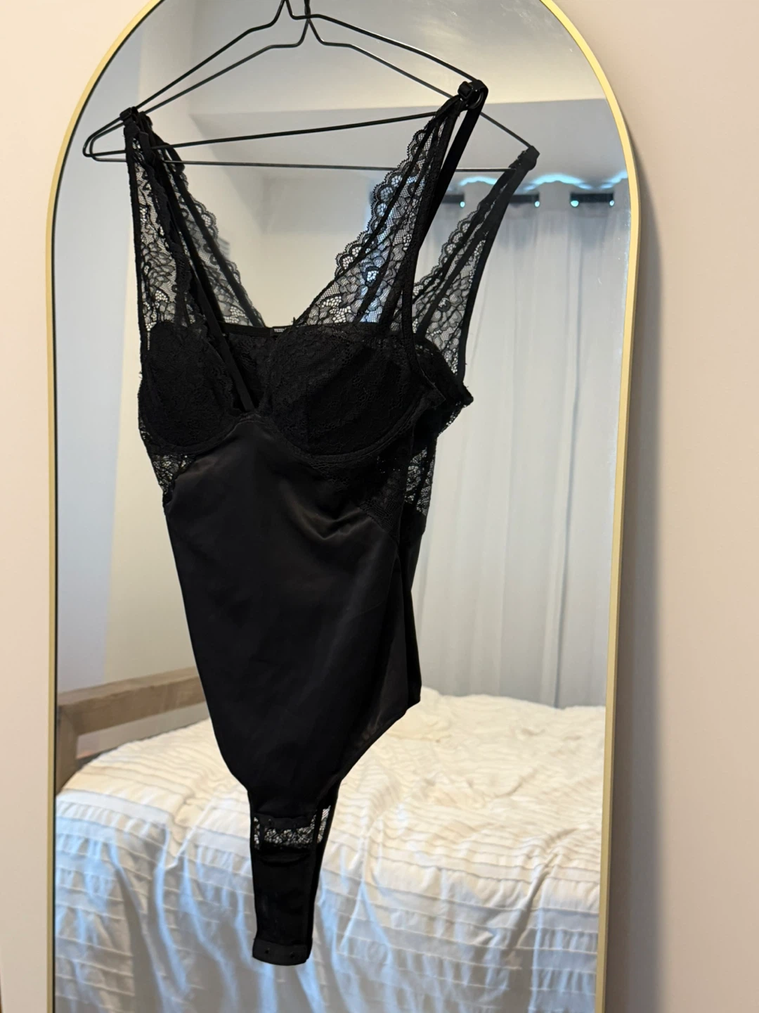 Black Lace and Satin Bodysuit
