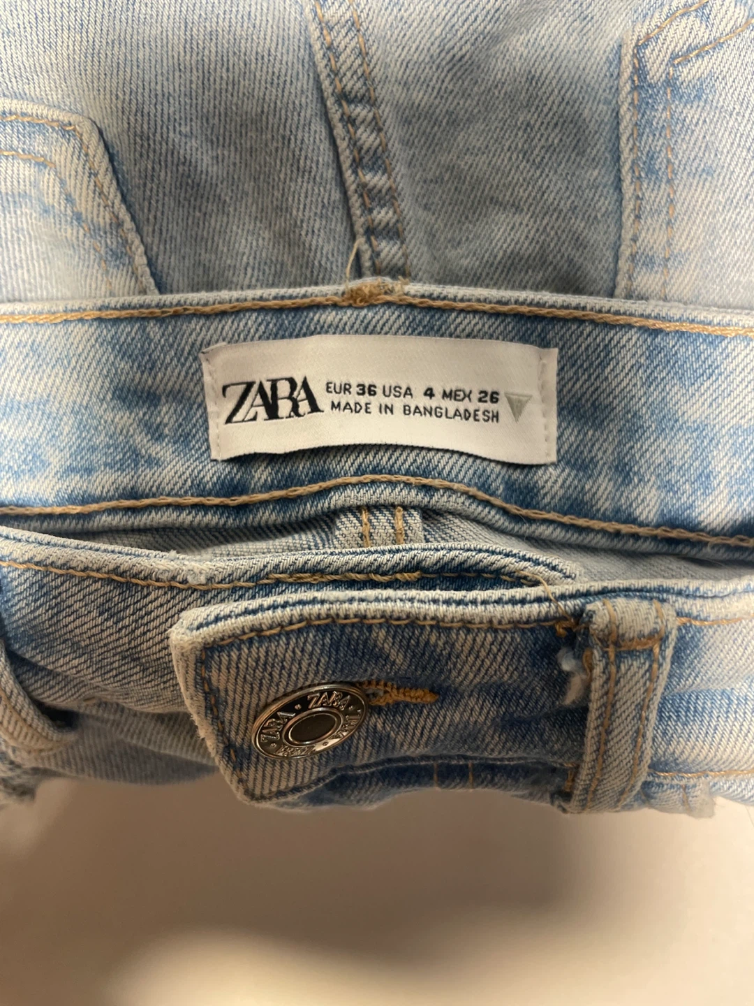 ZARA Light Wash Distressed Denim Shorts - photo 3