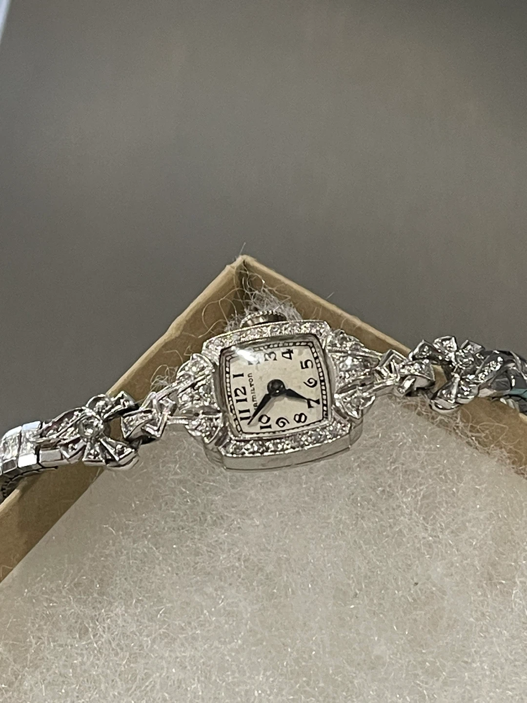 Hamilton solid 14K white Gold Diamond Watch
