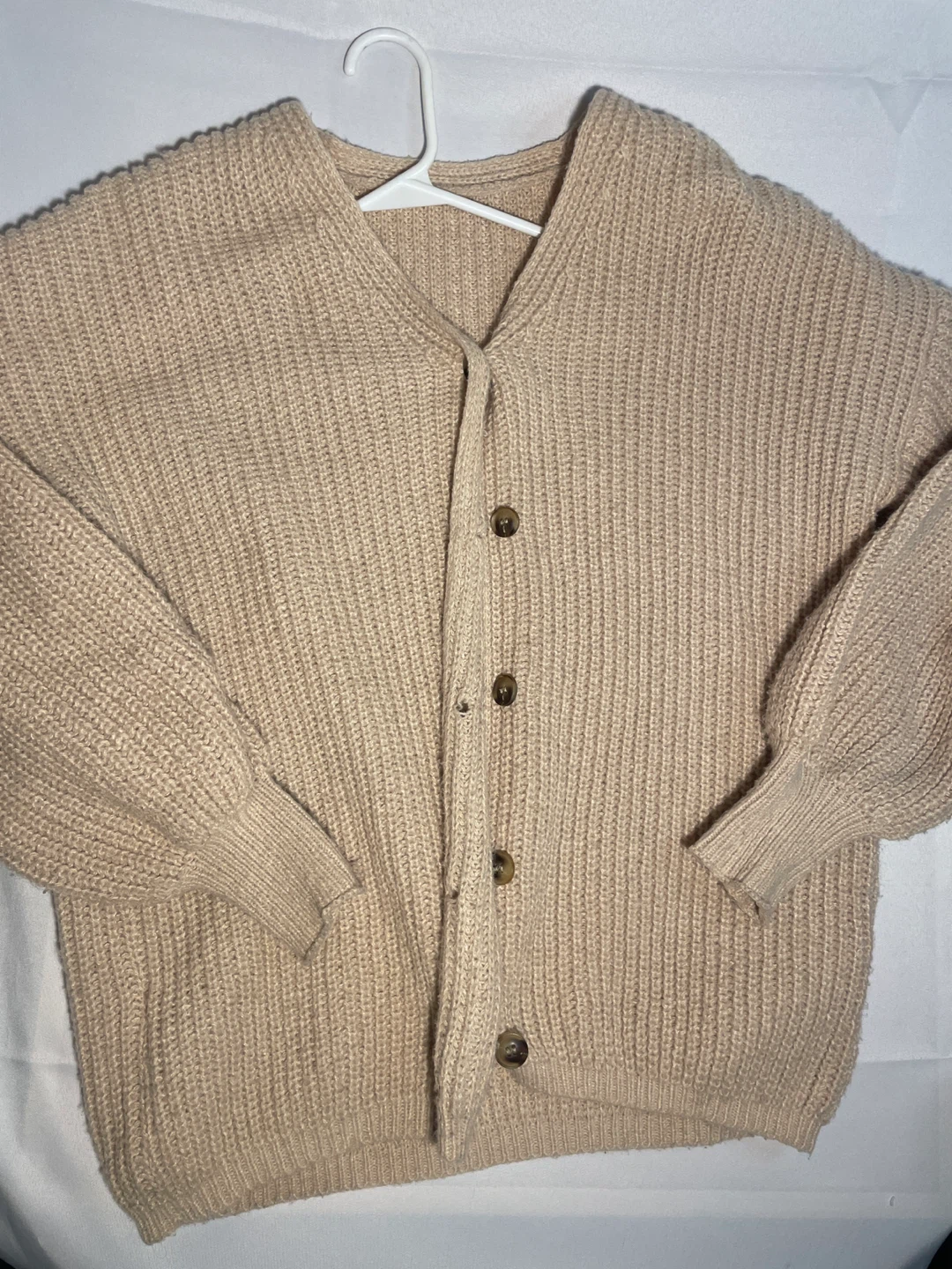 Tan Knit Button-Up Cardigan