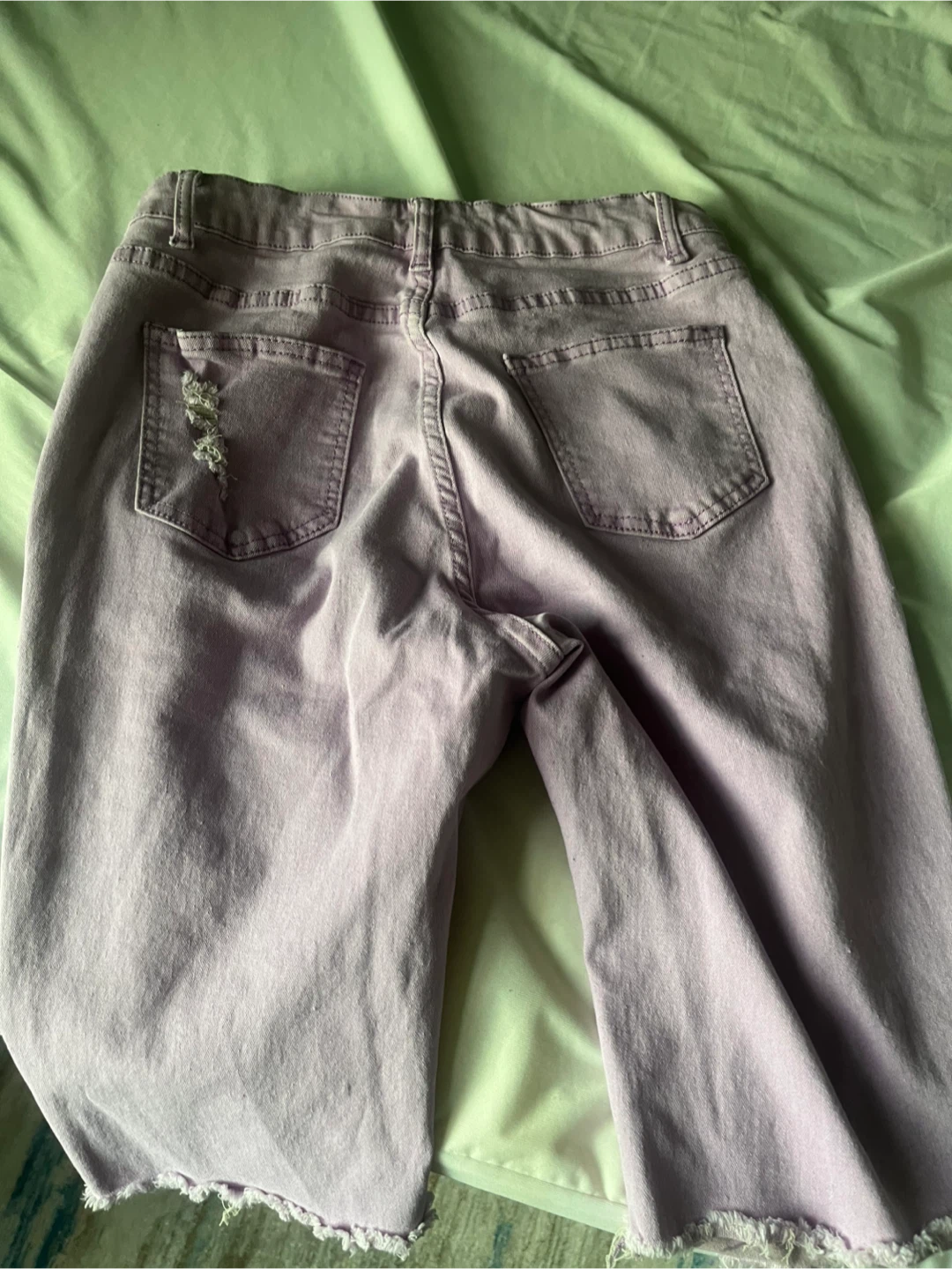 Purple Ripped Denim Shorts