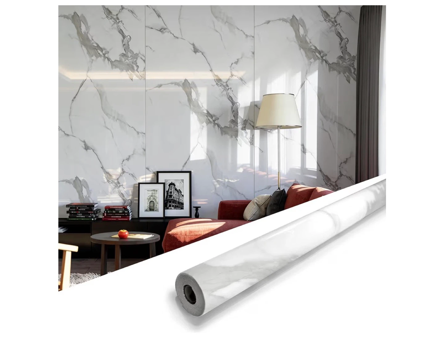 Marble Effect Peel and Stick Wallpaper - 120cm x 300cm