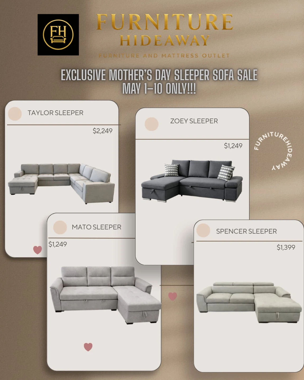 🌸 MOTHER’S DAY GRAND SALE 🌸 Dining • Couches • Beds & More!