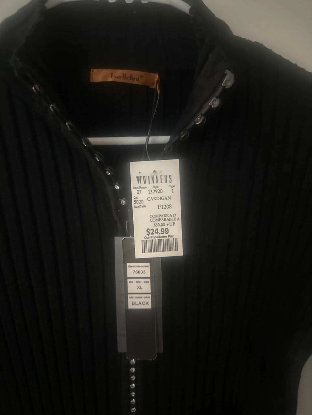 Bellini Black Cardigan Sweater XL - photo 3