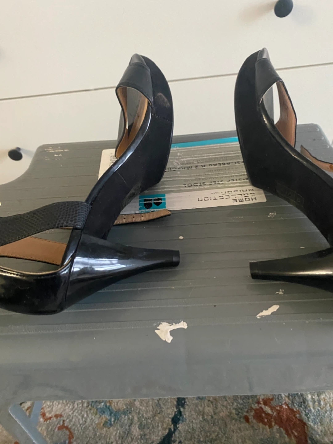 Nine West Black Strappy Heels